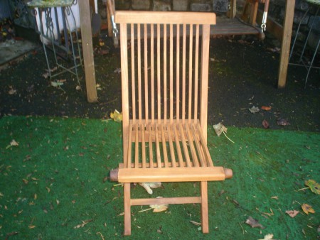 Teak Slotted Folding Chairs   (x 2)   - £30 each